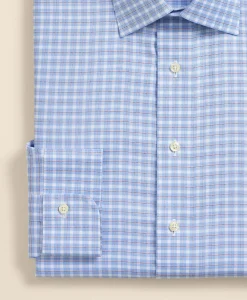 Brooks Brothers Explorer Collection Non-Iron Twill Ainsley Collar, Check Dress Shirt