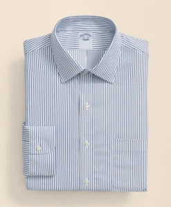 Brooks Brothers Explorer Collection Non-Iron Twill Ainsley Collar, Stripe Dress Shirt