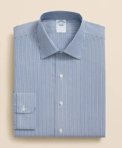 Brooks Brothers Explorer Collection Non-Iron Twill Ainley Collar Ground Stripe, Dress Shirt