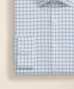 Brooks Brothers Explorer Collection Non-Iron Twill Ainsley Collar, Windowpane Dress Shirt