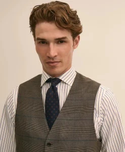 Brooks Brothers Explorer Collection Classic-Fit Overcheck Glen-Plaid Wool Vest