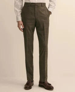 Brooks Brothers Explorer Collection Slim-Fit Overcheck Glen-Plaid Wool Suit Pants