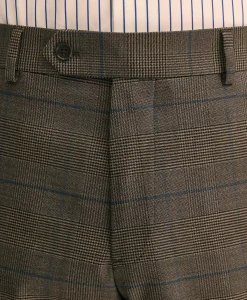 Brooks Brothers Explorer Collection Slim-Fit Overcheck Glen-Plaid Wool Suit Pants