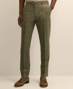 Brooks Brothers Explorer Collection Slim Fit Wool Windowpane Suit Pants