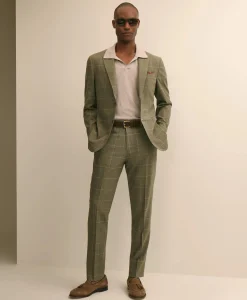 Brooks Brothers Explorer Collection Slim Fit Wool Windowpane Suit Pants