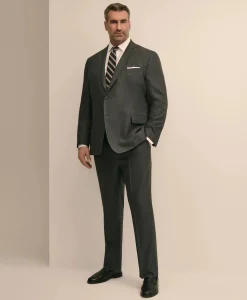 Brooks Brothers Explorer Collection Big & Tall Stretch Wool Blend Birdseye Suit Pants