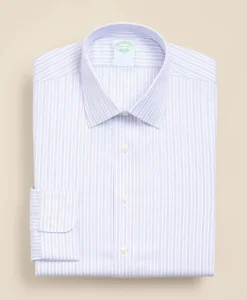 Brooks Brothers Explorer Collection Non-Iron Twill Ainsley Collar, Triple Stripe Dress Shirt