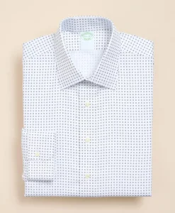 Brooks Brothers Explorer Collection Non-Iron Twill Ainsley Collar, Geo Dot Dress Shirt