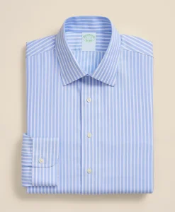 Brooks Brothers Explorer Collection Non-Iron Twill Ainsley Collar, Bengal-Stripe Dress Shirt