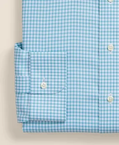 Brooks Brothers Explorer Collection Non-Iron Twill Ainsley Collar, Mini-Check Dress Shirt