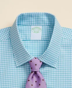 Brooks Brothers Explorer Collection Non-Iron Twill Ainsley Collar, Mini-Check Dress Shirt