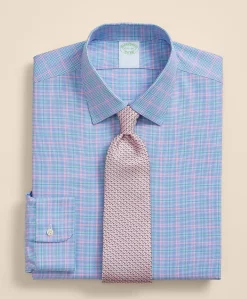 Brooks Brothers Explorer Collection Non-Iron Twill Ainsley Collar, Check Dress Shirt