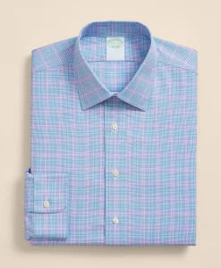 Brooks Brothers Explorer Collection Non-Iron Twill Ainsley Collar, Check Dress Shirt