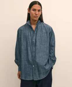 Brooks Brothers X Engineered Garments Cotton Chambray Wing Collar Oversized Dress Shirt