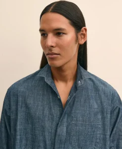 Brooks Brothers X Engineered Garments Cotton Chambray Wing Collar Oversized Dress Shirt