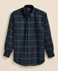 Brooks Brothers X Engineered Garments Cotton Flannel Round Pinhole Collar Oversized, Tartan Dress Shirt