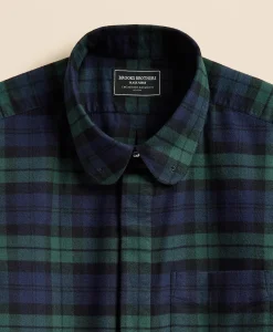 Brooks Brothers X Engineered Garments Cotton Flannel Round Pinhole Collar Oversized, Tartan Dress Shirt