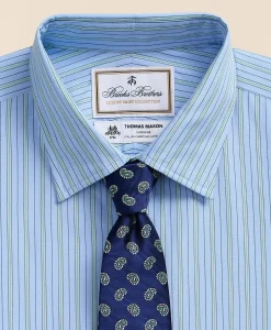 Brooks Brothers X Thomas Mason® Cotton Poplin Ainsley Collar, Stripe Dress Shirt