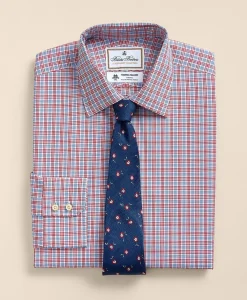 Brooks Brothers X Thomas Mason® Cotton Poplin Ainsley Collar, Check Dress Shirt