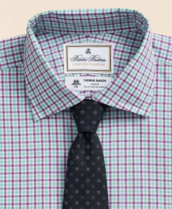 Brooks Brothers X Thomas Mason® Cotton Poplin English Collar, Check Dress Shirt