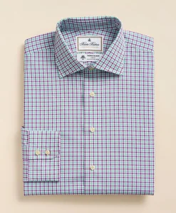 Brooks Brothers X Thomas Mason® Cotton Poplin English Collar, Check Dress Shirt