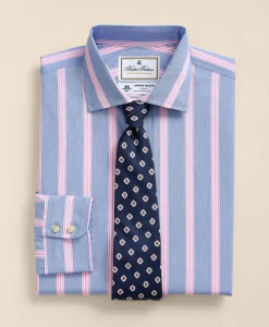 Brooks Brothers X Thomas Mason® Cotton Poplin English Collar, Bold Stripe Dress Shirt
