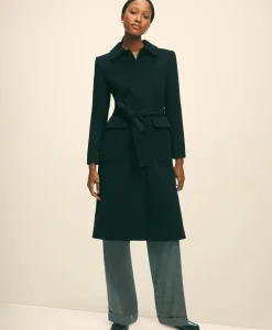 Brushed Wool Twill Wrap Coat