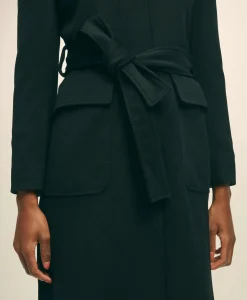 Brushed Wool Twill Wrap Coat