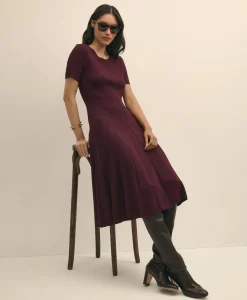 Cable-Knit Fit-and-Flare Sweater Dress