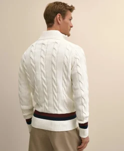 Cable Knit Tennis Quarter-Zip Sweater in Supima® Cotton