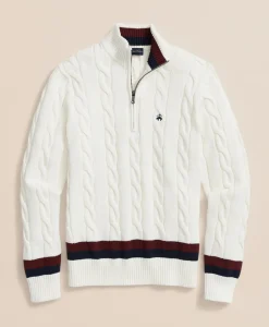 Cable Knit Tennis Quarter-Zip Sweater in Supima® Cotton
