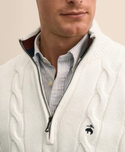 Cable Knit Tennis Quarter-Zip Sweater in Supima® Cotton