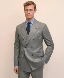 Classic Fit Double-Breasted Wool Pinstripe 1818 Suit