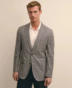 Classic Fit Linen-Silk-Cotton Check 1818 Sport Coat