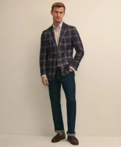 Classic Fit Linen-Silk-Cotton Check 1818 Sport Coat