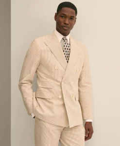 Classic Fit Stretch Cotton Double-Breasted Seersucker 1818 Suit