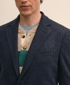 Classic Fit Wool Blend Stripe Knit Sport Coat