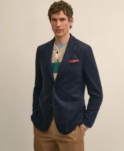 Classic Fit Wool Blend Stripe Knit Sport Coat