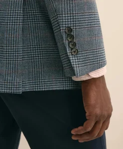 Classic Fit Wool-Cotton Blend Hopsack Houndstooth Sport Coat