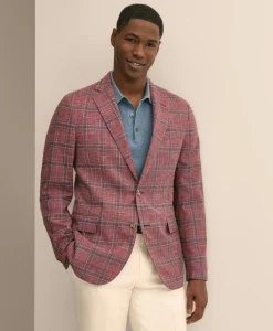 Classic Fit Wool-Cotton-Linen Hopsack Check Sport Coat