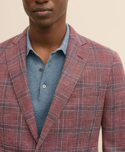 Classic Fit Wool-Cotton-Linen Hopsack Check Sport Coat