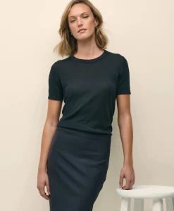 Classic Short-Sleeve Jersey Crewneck Sweater