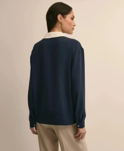 Contrast-Tipping Blouse