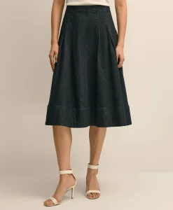 Cotton Blend A-Line Denim Skirt