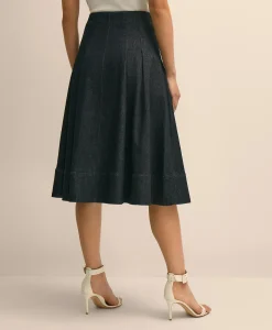 Cotton Blend A-Line Denim Skirt