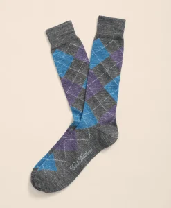 Cotton Blend Argyle Socks