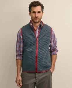 Cotton-Blend Diamond-Quilted Full-Zip Vest
