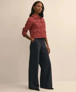 Cotton-Blend Fringe-Trim Textured Jacket