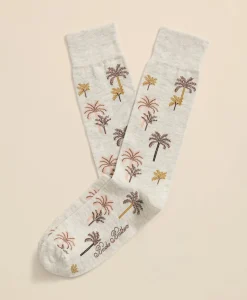 Cotton Blend Palm-Tree Motif Socks