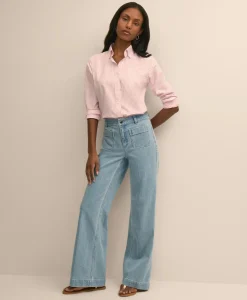 Cotton-Blend Patch Pocket Flare Jeans
